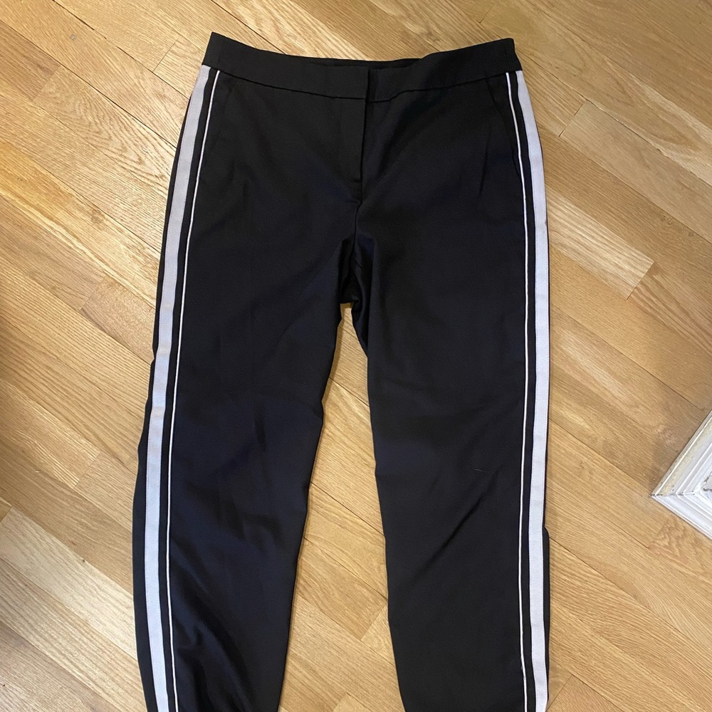 Cute cinched at the ankle pants with side stripe!